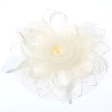Diacly-Ivory Bold Polka Dot Mesh Flowers Top Flappy Fascinator