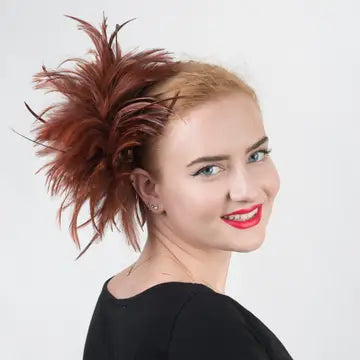 KaKyCo-Brown Feather Comb Fascinator Cocktail